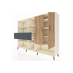 Hyperion Dolap 10 Raflı 2 Çekmeceli 2 Kapaklı 220x44x163 Aytaşı-çam/antrasit