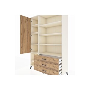 Hyperion Gardrop 9 Raflı 3 Çekmeceli Tek Kapaklı  132x44x195 Aytaşı-çam