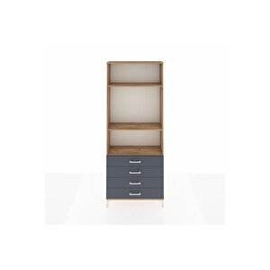 Arges Dolap 3 Raflı 4 Çekmeceli 88x30x221 Çam-antrasit