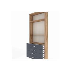 Arges Dolap 3 Raflı 4 Çekmeceli 88x30x221 Çam-antrasit