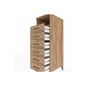 Kronos Dolap Tek Raflı 6 Çekmeceli 44x59x134 Çam-çam