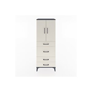 Hyperion Dolap 3 Raflı 4 Çekmeceli 2 Kapaklı 60x44x163 Antrasit-aytaşı