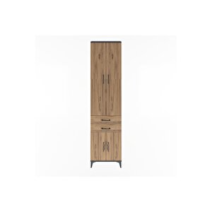 Arges Dolap 5 Raflı 2 Çekmeceli 4 Kapaklı 60x30x243 Antrasit-çam