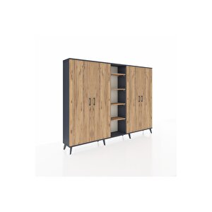 Arges Dolap 12 Raflı 4 Kapaklı 220x30x163 Antrasit-çam