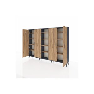 Arges Dolap 12 Raflı 4 Kapaklı 220x30x163 Antrasit-çam