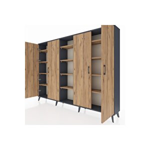 Arges Dolap 12 Raflı 4 Kapaklı 220x30x163 Antrasit-çam