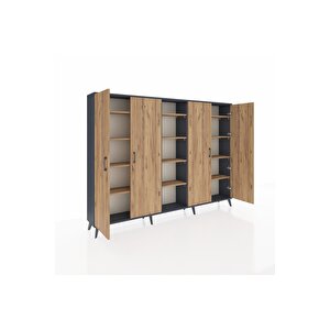 Arges Dolap 12 Raflı 4 Kapaklı 220x30x163 Antrasit-çam