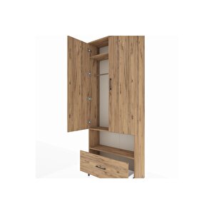 Arges Dolap 3 Raflı Tek Çekmeceli Tek Askılı 88x30x221 Çam-çam