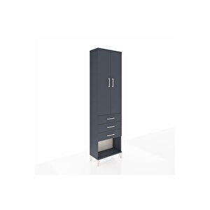 Arges Dolap 2 Raflı 3 Çekmeceli Tek Askılı 60x30x221 Antrasit-antrasit