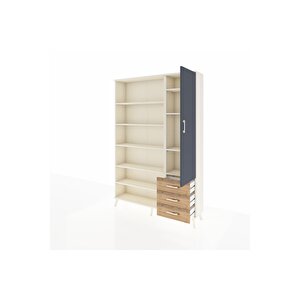 Arges Dolap 9 Raflı 3 Çekmeceli Tek Kapaklı  132x30x195 Aytaşı-antrasit/çam