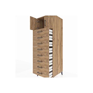 Kronos Dolap Tek Raflı 8 Çekmeceli 2 Kapaklı 60x59x182 Çam-çam