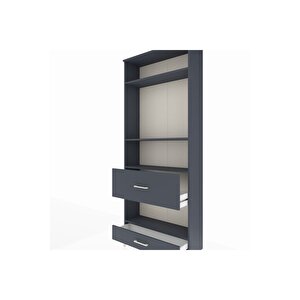 Arges Dolap 4 Raflı 2 Çekmeceli 88x30x221 Antrasit-antrasit