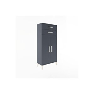 Arges Dolap 2 Raflı 2 Çekmeceli 2 Kapaklı 60x30x134 Antrasit-antrasit