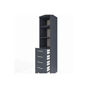 Hyperion Dolap 3 Raflı 5 Çekmeceli 44x44x195 Antrasit-antrasit