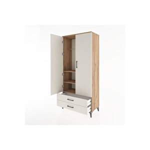 Hyperion Dolap 3 Raflı 2 Çekmeceli Tek Askılı 88x44x195 Çam-aytaşı