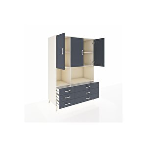 Kronos Dolap 6 Raflı 6 Çekmeceli 3 Kapaklı 132x59x195 Aytaşı-antrasit/antrasit