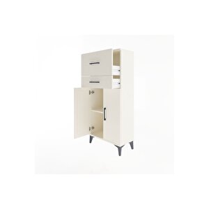 Arges Dolap Tek Raflı 2 Çekmeceli 2 Kapaklı 60x30x134 Aytaşı-aytaşı