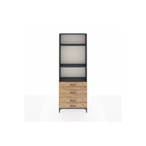 Arges Dolap 3 Raflı 4 Çekmeceli 88x30x243 Antrasit-çam