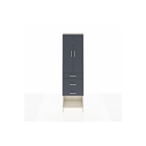 Arges Dolap 3 Raflı 3 Çekmeceli 2 Kapaklı 60x30x221 Aytaşı-antrasit