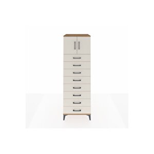 Kronos Dolap Tek Raflı 8 Çekmeceli 2 Kapaklı 60x59x182 Çam-aytaşı