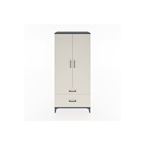 Hyperion Dolap 2 Raflı 2 Çekmeceli Tek Askılı 88x44x195 Antrasit-aytaşı