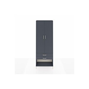 Arges Dolap 4 Raflı 2 Çekmeceli 2 Kapaklı 88x30x243 Antrasit-antrasit