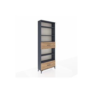 Arges Dolap 5 Raflı 2 Çekmeceli 88x30x243 Antrasit-çam