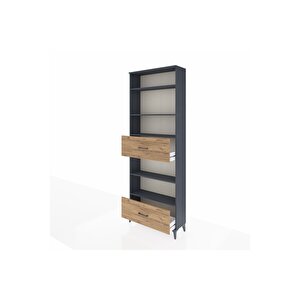 Arges Dolap 5 Raflı 2 Çekmeceli 88x30x243 Antrasit-çam