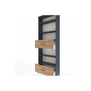 Arges Dolap 5 Raflı 2 Çekmeceli 88x30x243 Antrasit-çam