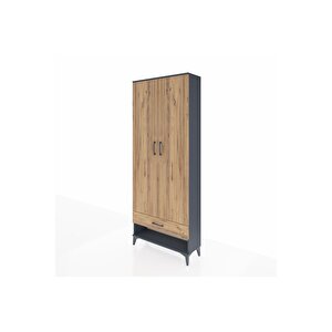 Arges Dolap 5 Raflı Tek Çekmeceli 2 Kapaklı 88x30x221 Antrasit-çam