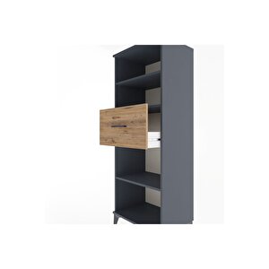 Hyperion Dolap 3 Raflı Tek Çekmeceli 60x44x163 Antrasit-çam