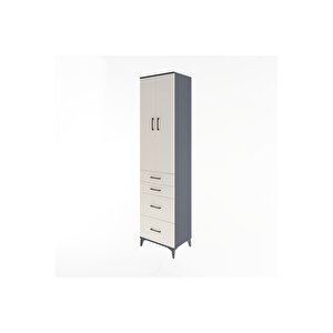 Hyperion Dolap 4 Raflı 4 Çekmeceli 2 Kapaklı 60x44x243 Antrasit-aytaşı