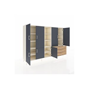 Hyperion Dolap 11 Raflı 3 Çekmeceli 7 Kapaklı 220x44x163 Aytaşı-antrasit/çam