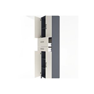 Hyperion Dolap 4 Raflı 2 Çekmeceli 4 Kapaklı 60x44x243 Antrasit-aytaşı