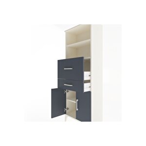 Arges Dolap 3 Raflı 2 Çekmeceli 2 Kapaklı 60x30x163 Aytaşı-antrasit
