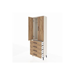 Arges Dolap Tek Raflı 4 Çekmeceli Tek Askılı 60x30x182 Aytaşı-çam