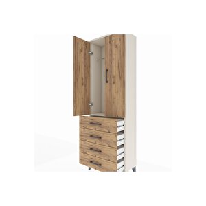 Arges Dolap Tek Raflı 4 Çekmeceli Tek Askılı 60x30x182 Aytaşı-çam