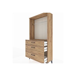 Arges Dolap Tek Raflı 3 Çekmeceli Tek Askılı 88x30x163 Çam-çam