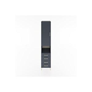 Hyperion Dolap 3 Raflı 4 Çekmeceli Tek Askılı 44x44x221 Antrasit-antrasit