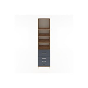 Hyperion Dolap 4 Raflı 4 Çekmeceli 60x44x243 Çam-antrasit
