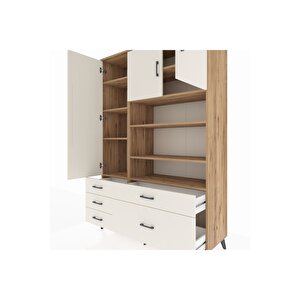 Hyperion Gardrop 9 Raflı 5 Çekmeceli 3 Kapaklı 132x44x195 Çam-aytaşı