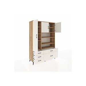 Hyperion Gardrop 9 Raflı 5 Çekmeceli 3 Kapaklı 132x44x195 Çam-aytaşı
