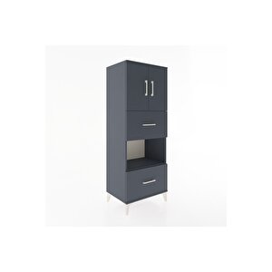 Hyperion Dolap 3 Raflı 2 Çekmeceli 2 Kapaklı 60x44x163 Antrasit-antrasit