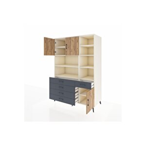 Kronos Dolap 9 Raflı 5 Çekmeceli 3 Kapaklı 132x59x195 Aytaşı-çam/antrasit