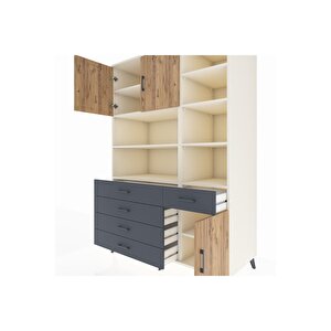 Kronos Dolap 9 Raflı 5 Çekmeceli 3 Kapaklı 132x59x195 Aytaşı-çam/antrasit