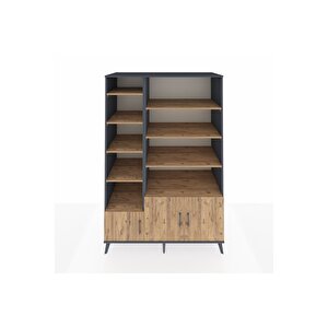 Kronos Dolap 10 Raflı 3 Kapaklı 132x59x195 Antrasit-çam/çam