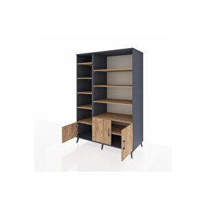 Kronos Dolap 10 Raflı 3 Kapaklı 132x59x195 Antrasit-çam/çam