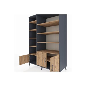 Kronos Dolap 10 Raflı 3 Kapaklı 132x59x195 Antrasit-çam/çam