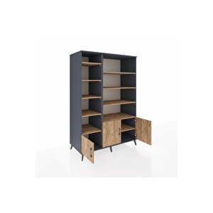 Kronos Dolap 10 Raflı 3 Kapaklı 132x59x195 Antrasit-çam/çam