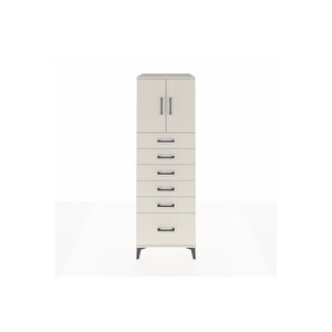 Kronos Dolap Tek Raflı 6 Çekmeceli 2 Kapaklı 60x59x182 Aytaşı-aytaşı